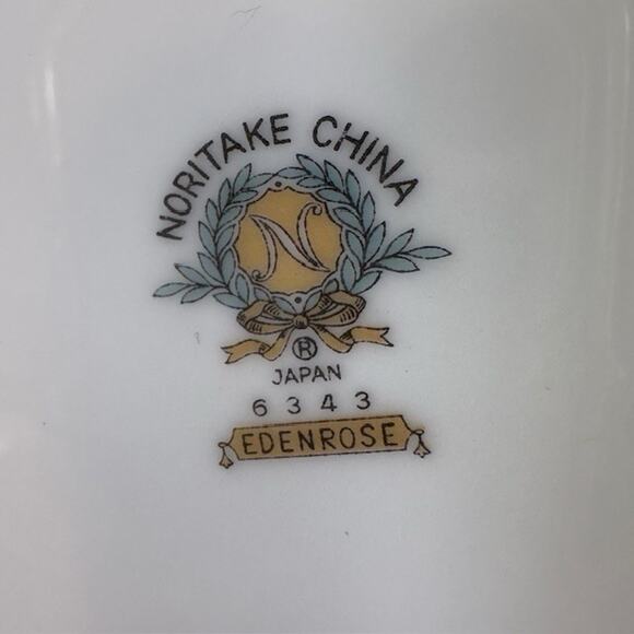 Noritake Edenrose 4 Bread & Butter Plates Gray/Pink/White Roses VTG - Picture 3 of 11